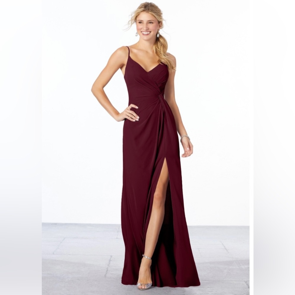 Morilee Madeline Gardner Bordeaux Chiffon Dress